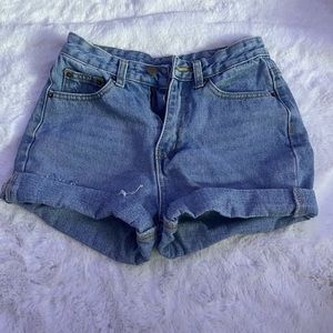 light blue jean shorts